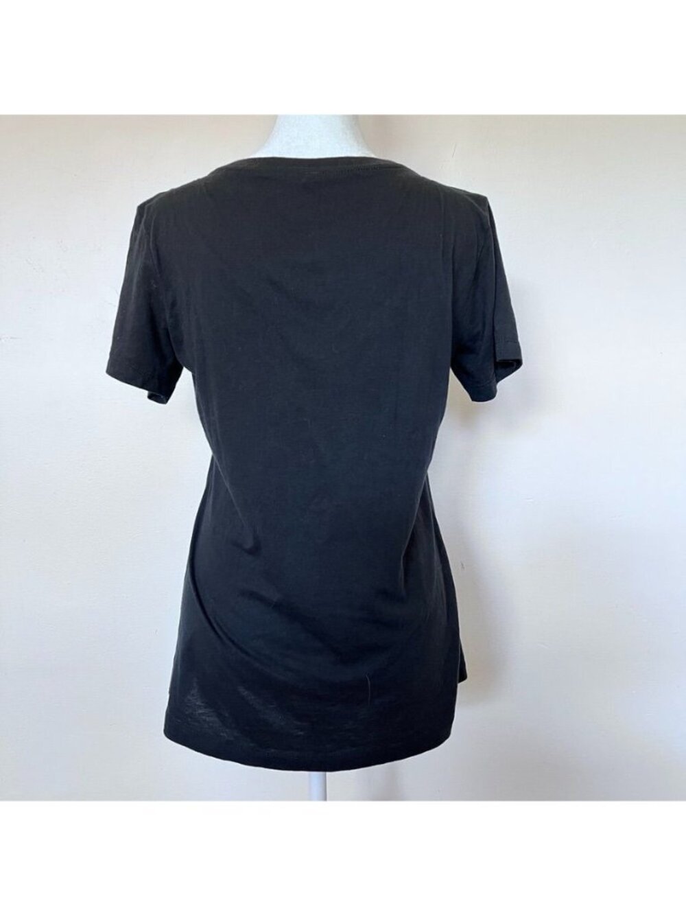 Womens Peaceful AF Graphic Fitted Tee Black Whimsical Boho Yoga Tee Shirt Sz L - Picture 2 of 9